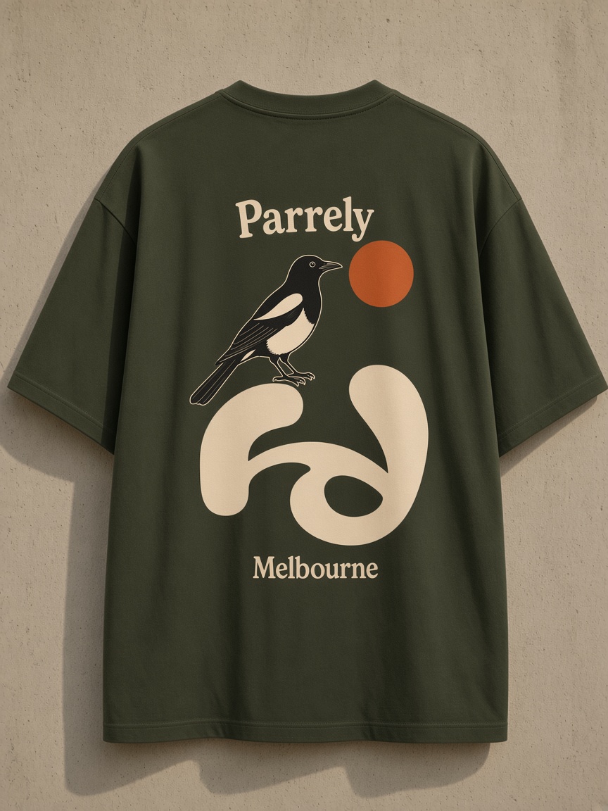Parrely Melbourne Magpie Tee back view
